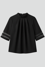 T-shirt da Donna a Collo Alto con Maniche in Mesh